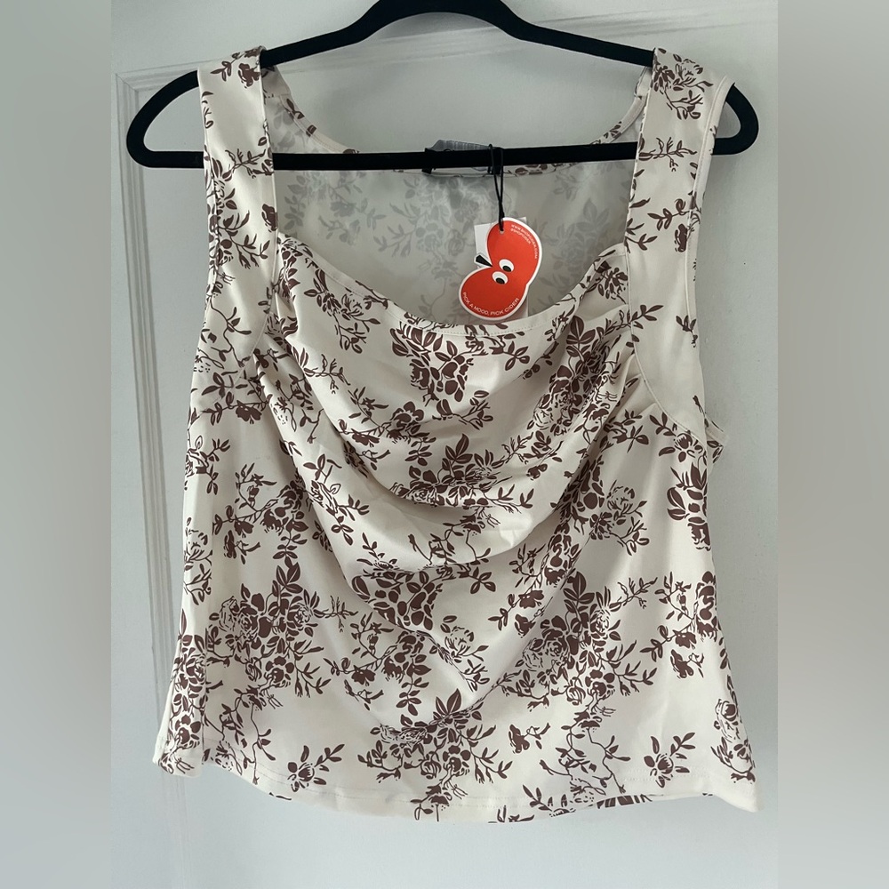 Cider Cream Ruched Tank Top Blouse